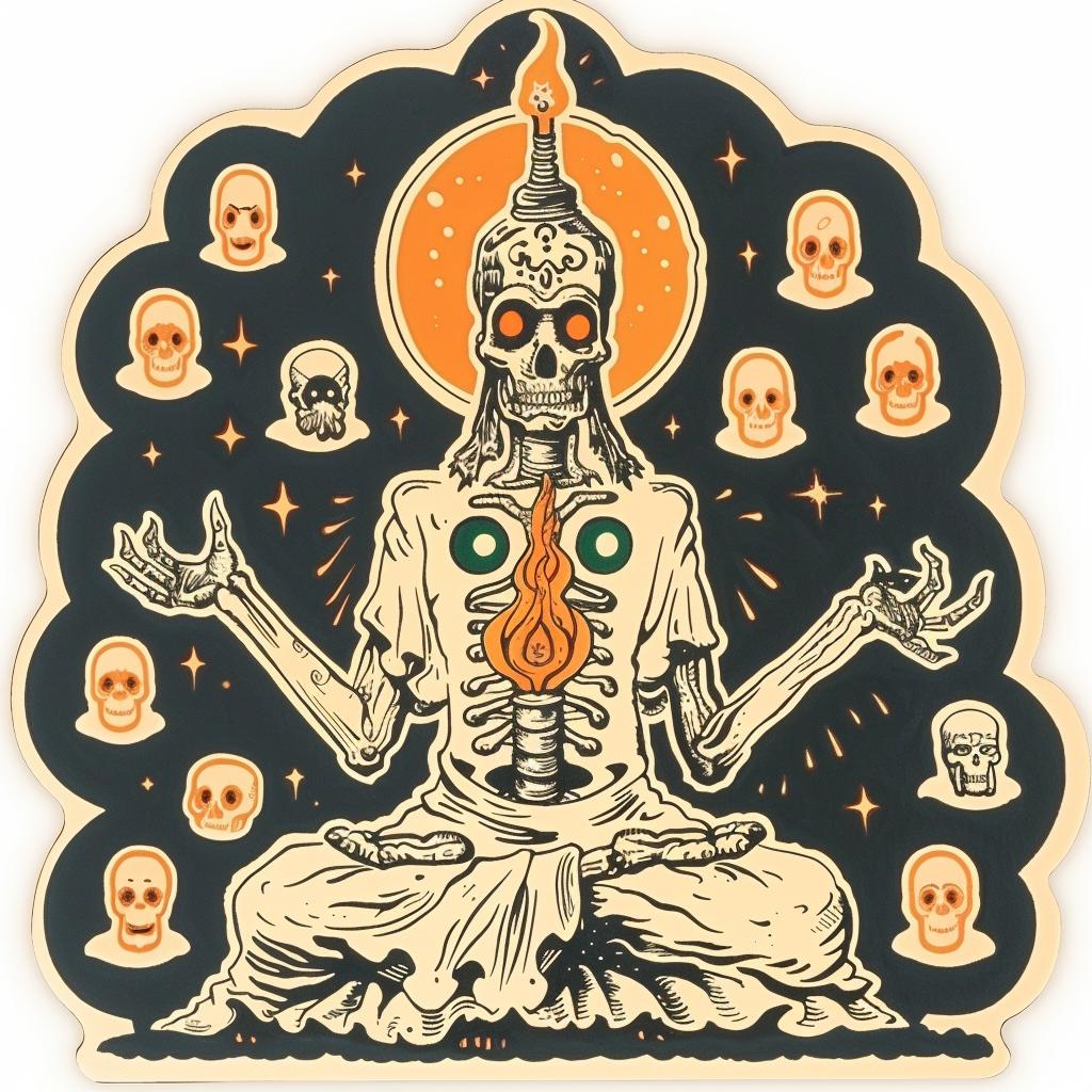 provocative  art  Emek  skeleton  lotus  spiritual  dark  naturalistic  occult  sticker 932422