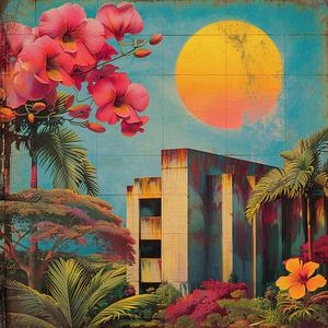 painting  building  flowers  sun  chromolithography  colorful  landscape  nature  art  canvas 1050651