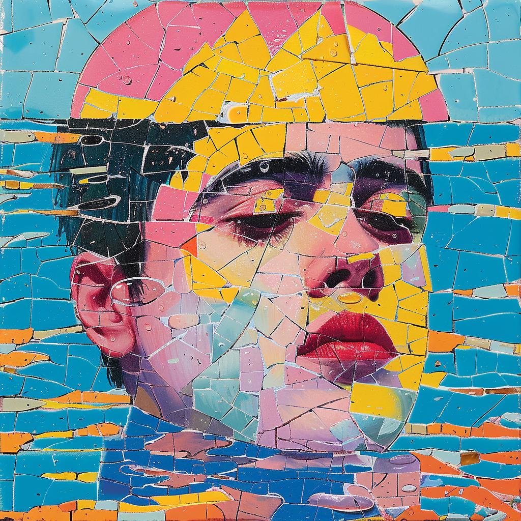 surreal  album  cover  mosaic  man  hat  creative  colorful  splash  art 977155