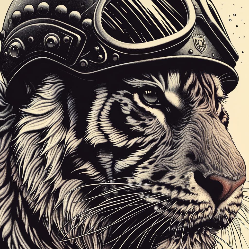tiger  helmet  goggles  artwork  graphic  illustration  animal  design  pilot  funny 940038