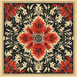 square  pattern  red  black  flowers  leaves  album  cover  Obey  design 1078968