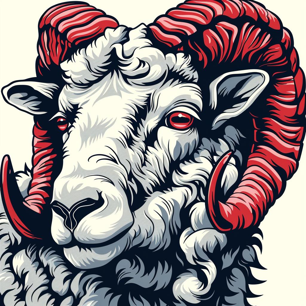 ram  goat  horns  red  head  devil  mythical  animal  aggressive  stylized 962387