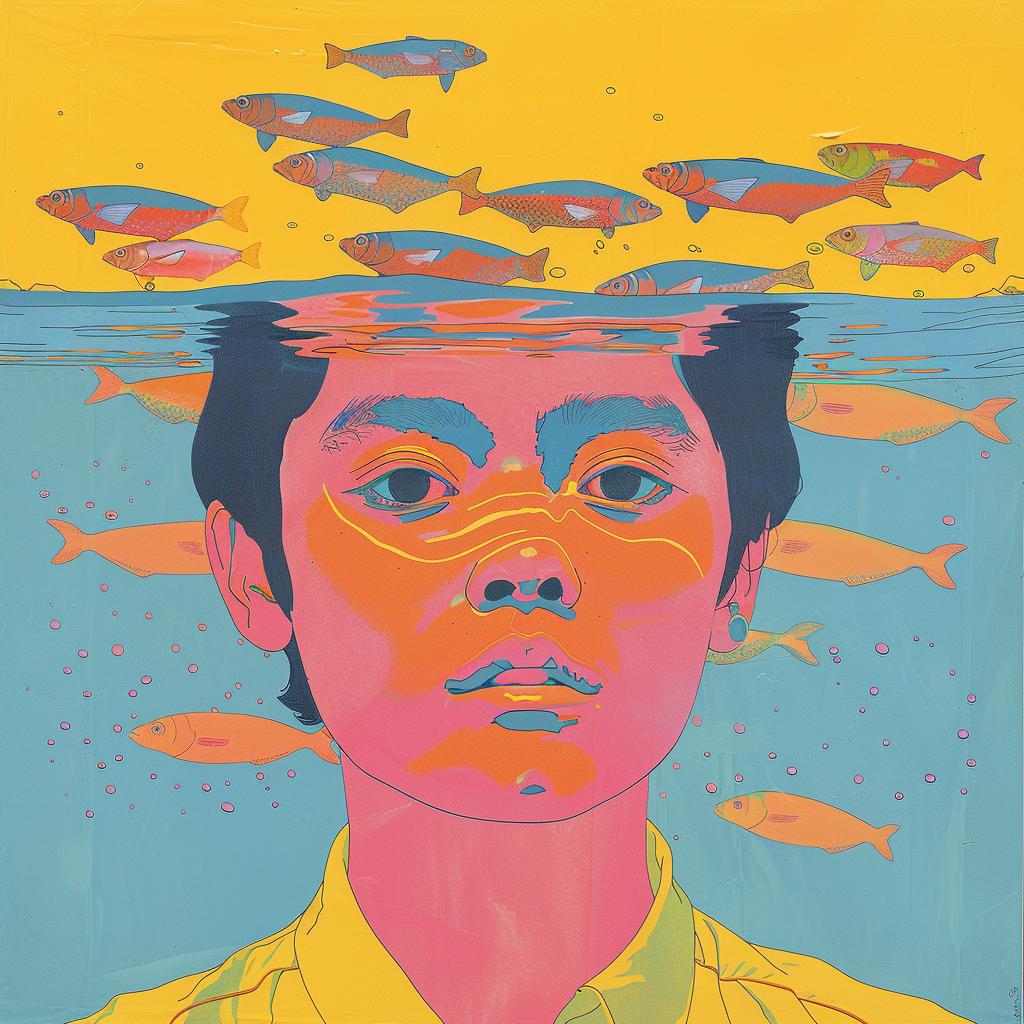 boy  underwater  fish  painting  ocean  vibrant  surreal  babe  colorful  creative 1017189