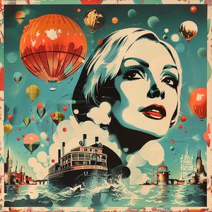poster  woman  hot  air  balloons  chromolithography  colorful  illustration  design  art 1058714