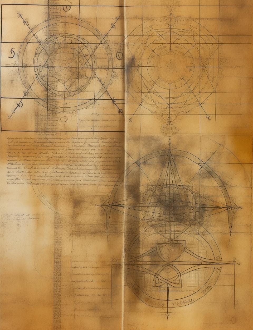vintage  ledger  paper  geometric  circle  square  drawing  stained  medieval  marginalia 961945