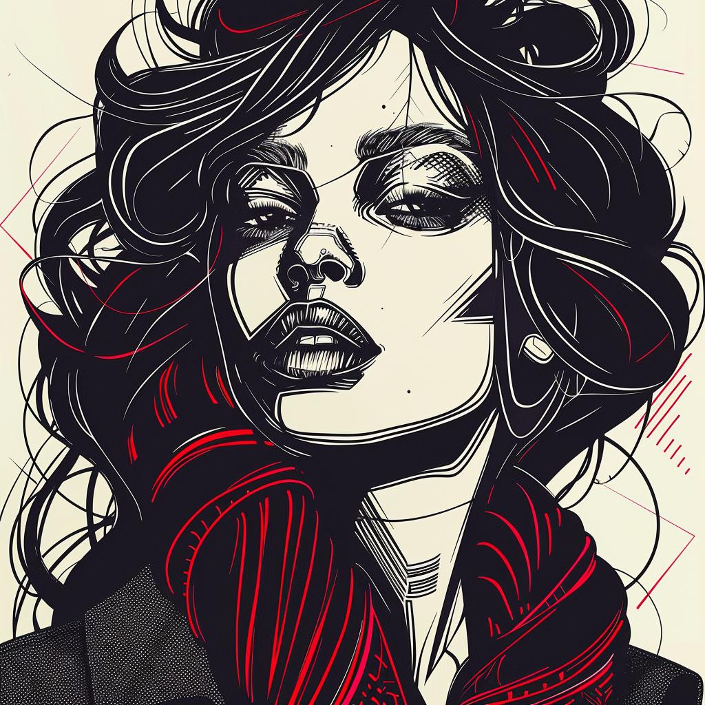 PopArt  model  Viola  Davis  longhair  redscarf  portrait  digital  African-American  style 938956