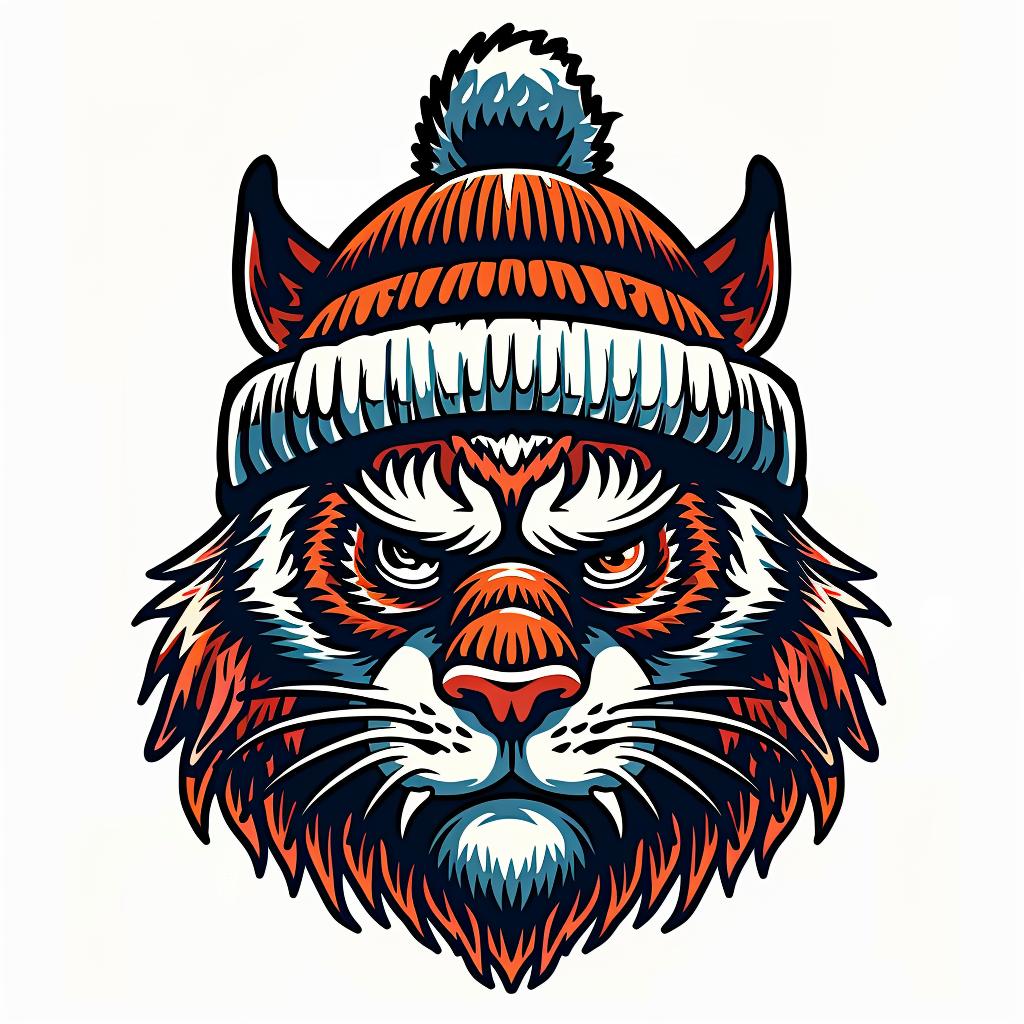 tiger  winter  hat  animal  cute  whimsical  colorful  realistic  portrait  playful 1032615