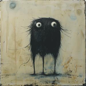 minimalist  risography  monster  encaustic  paint  black  eyes  scary  abstract  bold 1062412