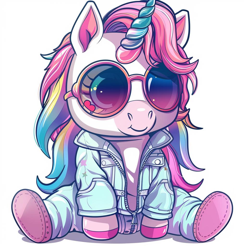 kawaii  unicorn  pop  star  costume  clipart  cartoon  sunglasses  pink  hair 927784