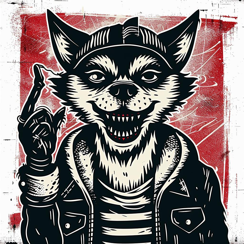 wolf  jacket  cigarette  edgy  urban  stylized  animal  portrait  graphic  illustration 939987