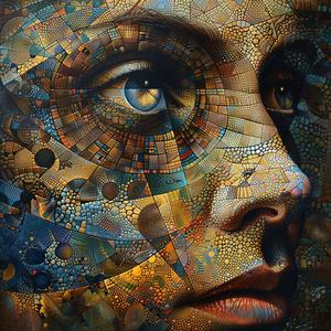 cubism  surrealism  pointillism  mosaic  introspection  dark  occult  gold  indigo  teal 1077155