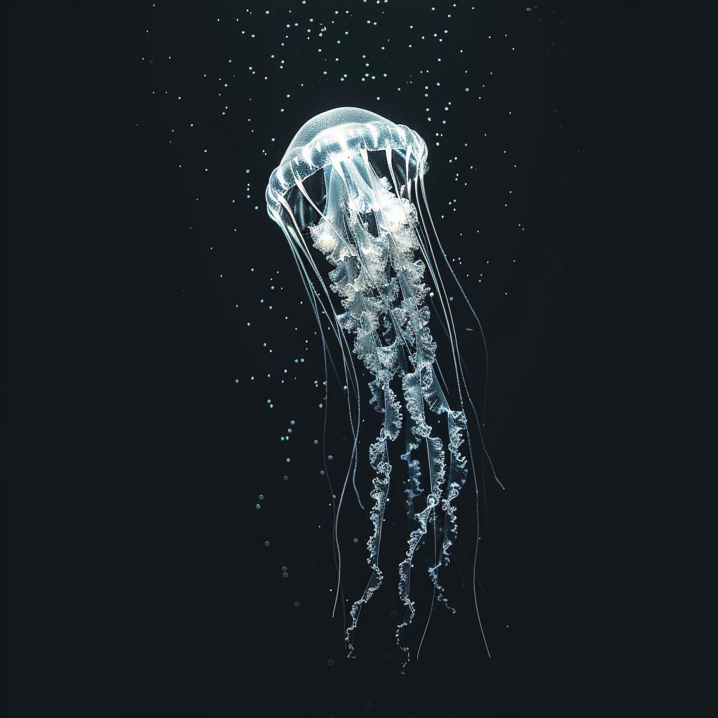 jellyfish  swimming  dark  water  minimalism  serene  underwater  organic  ethereal  mystical 960829