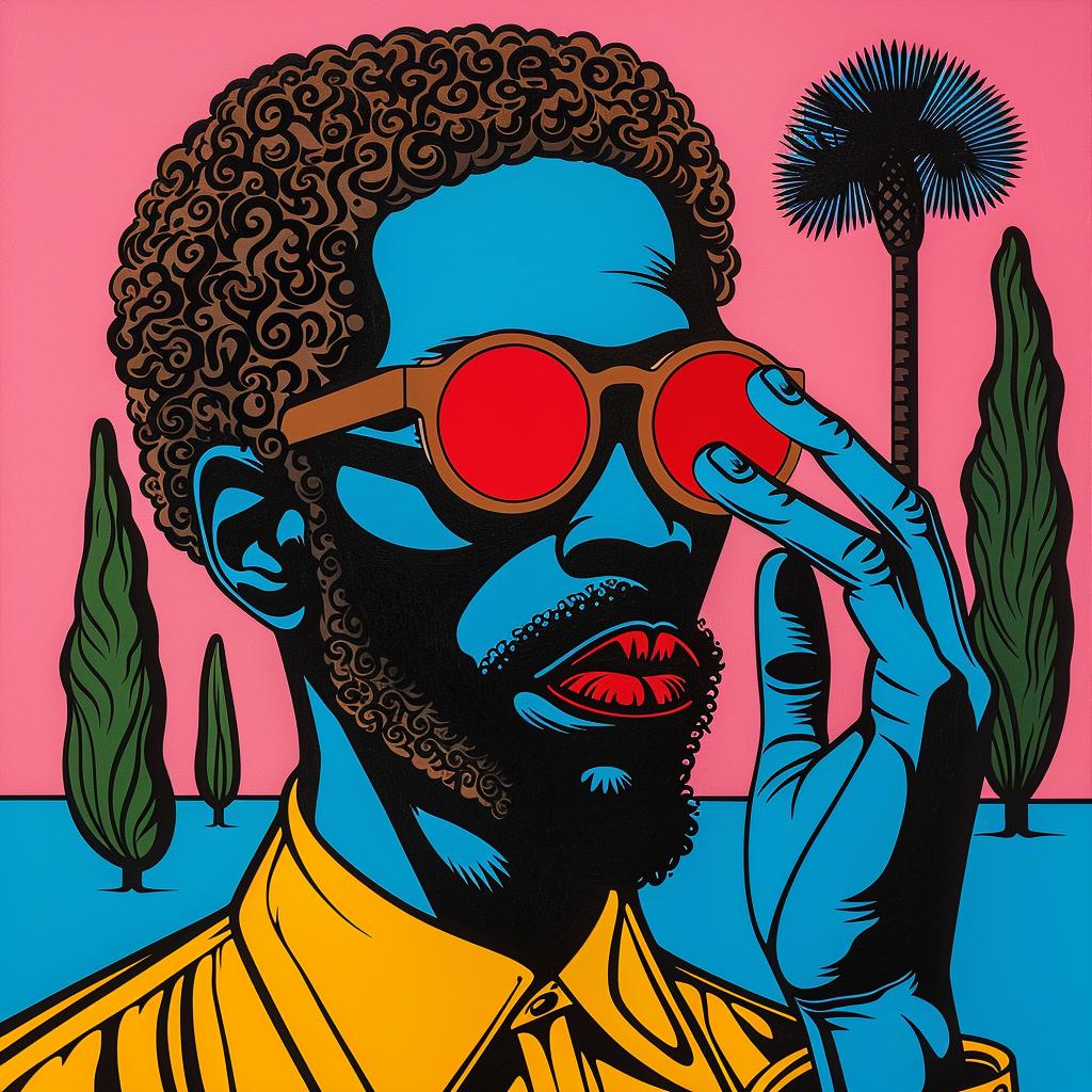 painting  man  sunglasses  palm  tree  colorful  tropical  art  portrait  style 1022756
