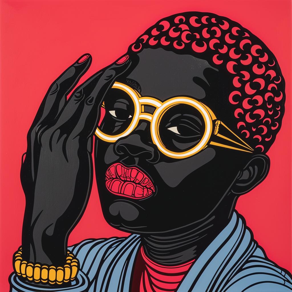 painting  black  woman  glasses  Abdul  Mati  Klarwein  art  portrait  stylized 1022834