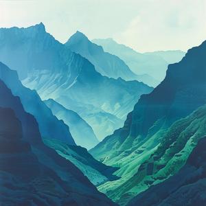 Kauai  landscape  blue  green  mountains  abstract  minimalistic  nature  art  colors 1038823