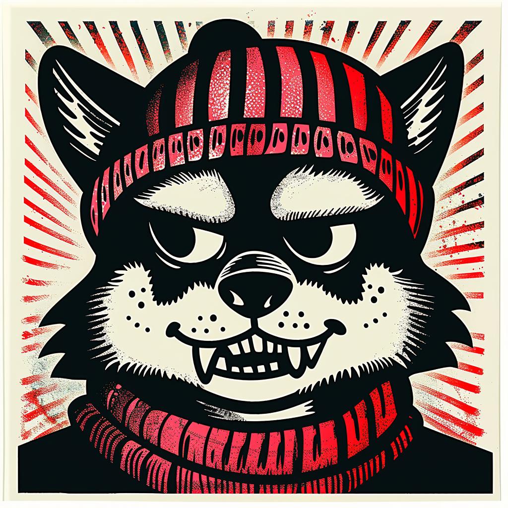 wolf  hat  scarf  cartoon  humor  poster  cute  animal  whimsical  illustration 957589