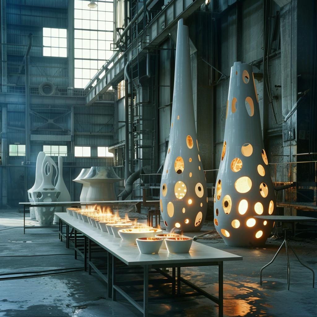 ceramic  futuristic  industrial  factory  photography  lighting  steel  glow  sculptures  minimalism 965030