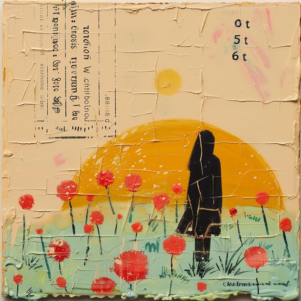 painting  woman  field  poppies  encaustic  paint  palette  impasto  Joan  Cornella 1016384