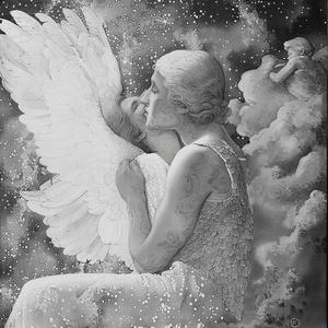 Eros  Thanatos  dreamscape  life  death  angels  sky  pointillism  ethereal  narrative 1077232