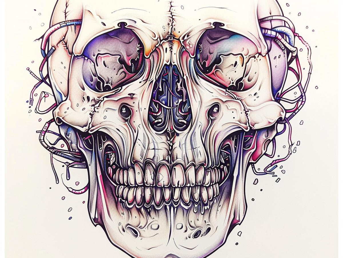 drawing  skull  tattoos  artistic  colorful  symbolic  bold  graphic  edgy  gothic 940783