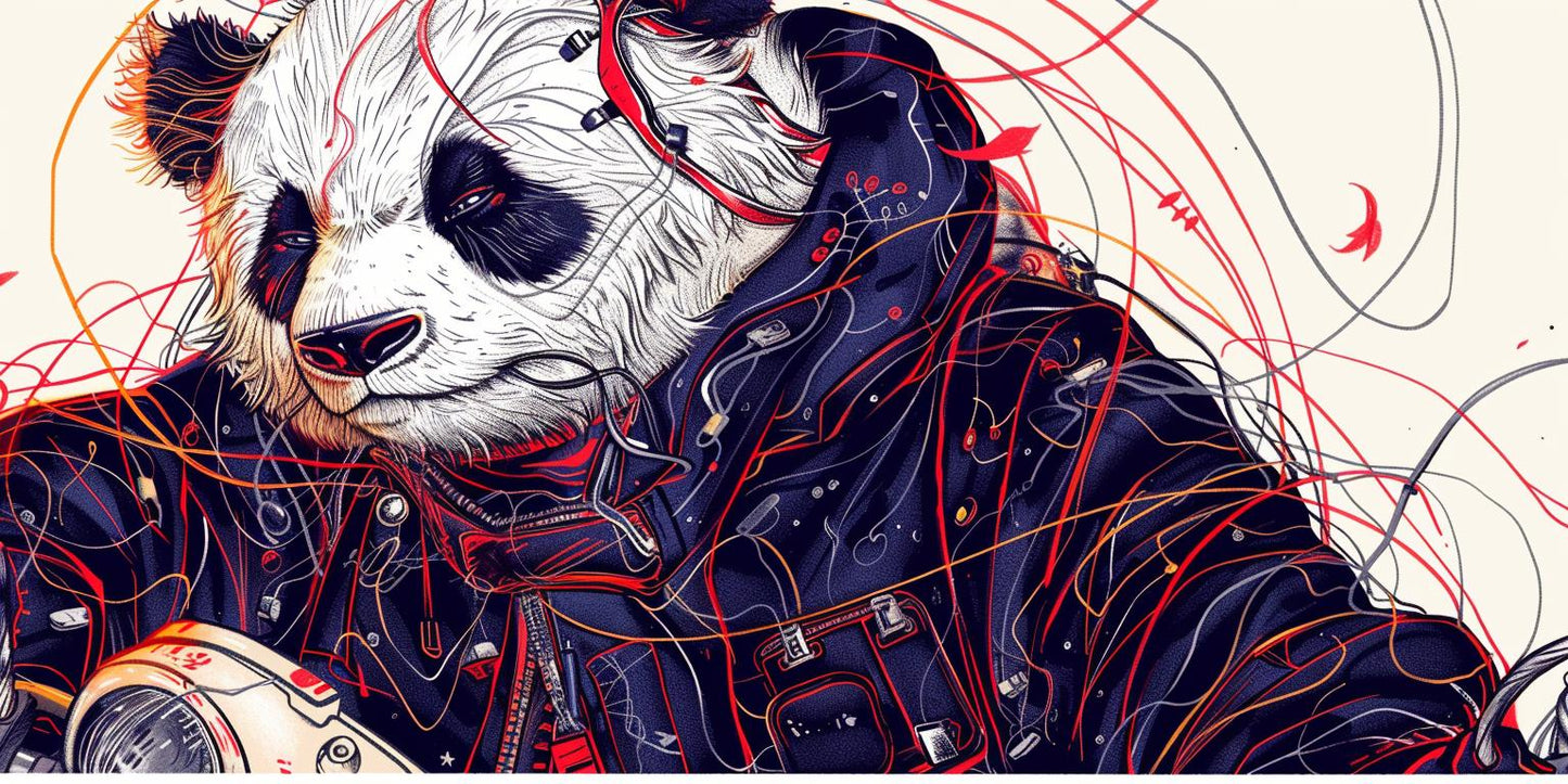 panda  motorcycle  cool  jacket  scarf  bear  vintage  illustration  animal  playful 953357