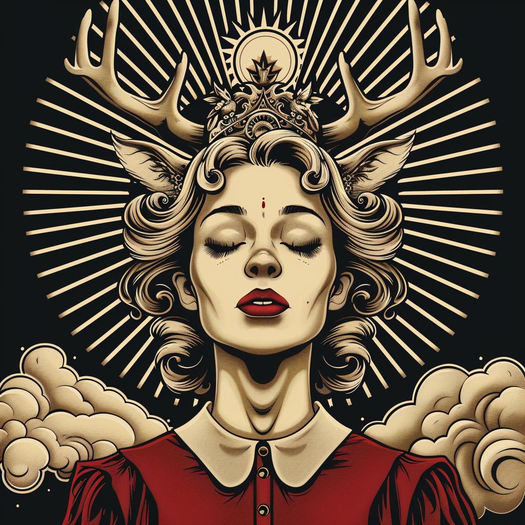 woman  deer  horns  spiritual  dark  occult  introspective  provocative  naturalistic  art 933405