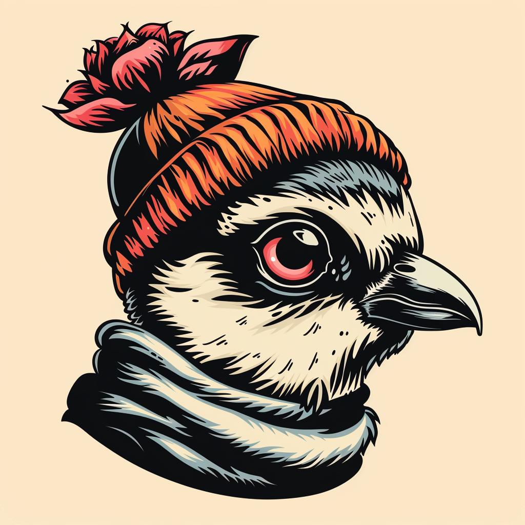 bird  hat  scarf  street  culture  aggressive  minimalist  animal  urban  illustration 959362