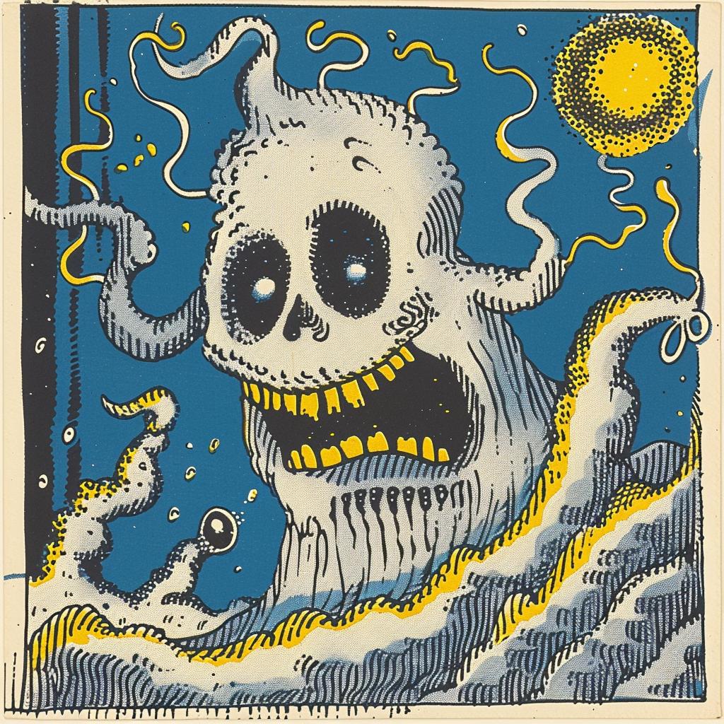 album  cover  skeleton  drawing  ghost  sun  graphic  art  blue  cream 917417
