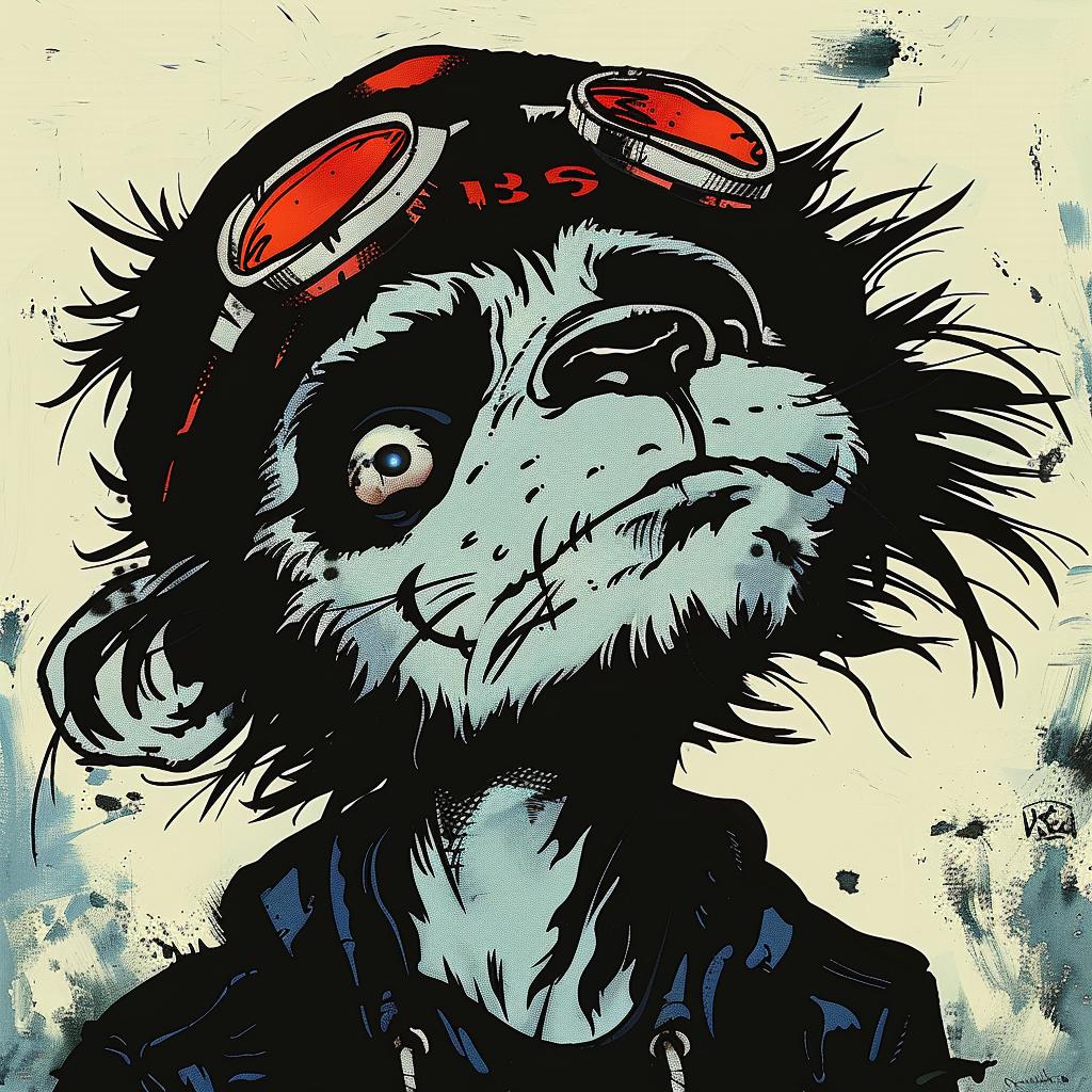 monkey  cartoon  hat  goggles  playful  colorful  Jamie  Hewlett  comic  stylized 963248