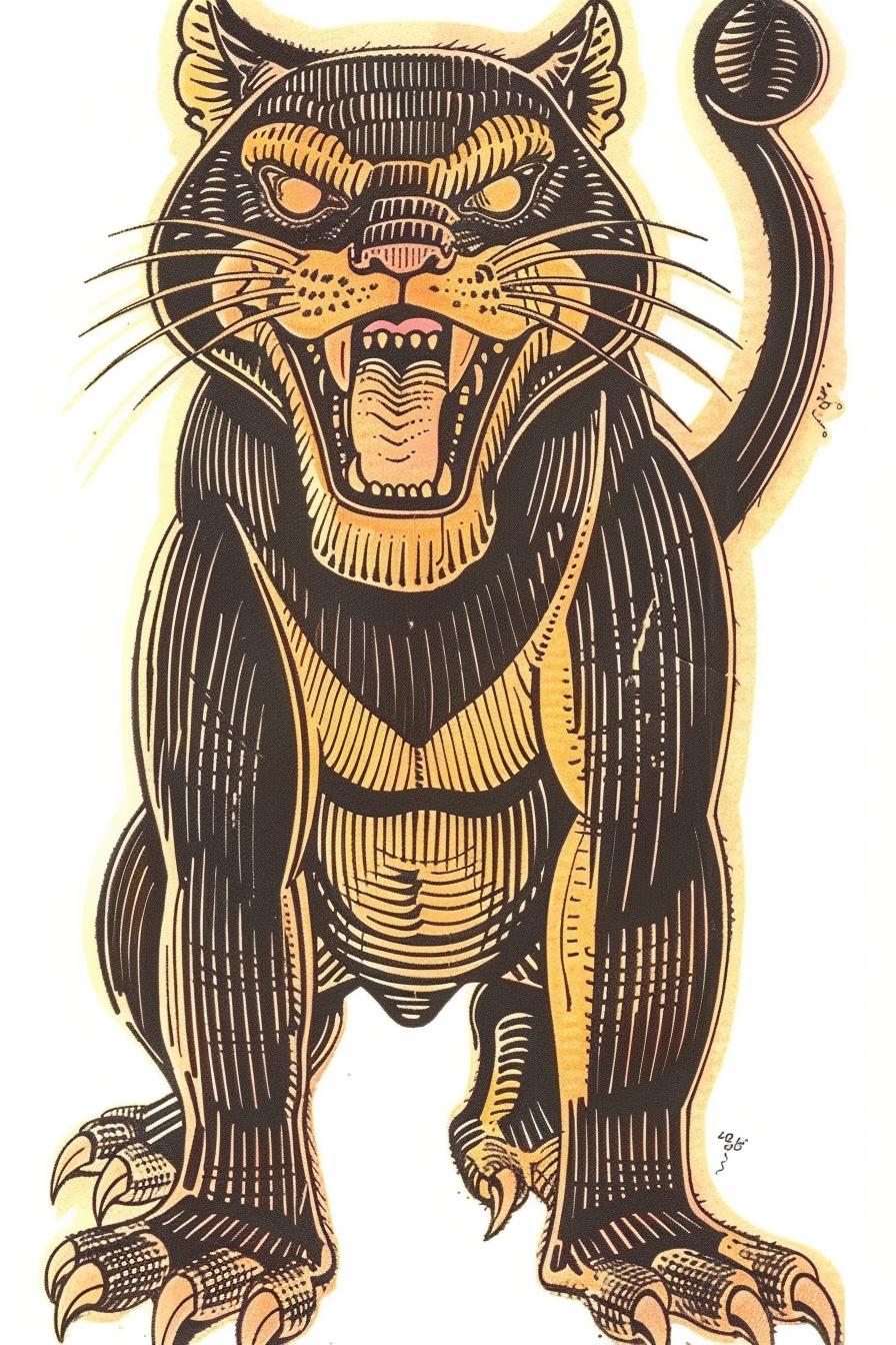 mythical  panther  snarling  upright  creature  illustration  Todd McFarlane  vibrant  fantasy  art 934278