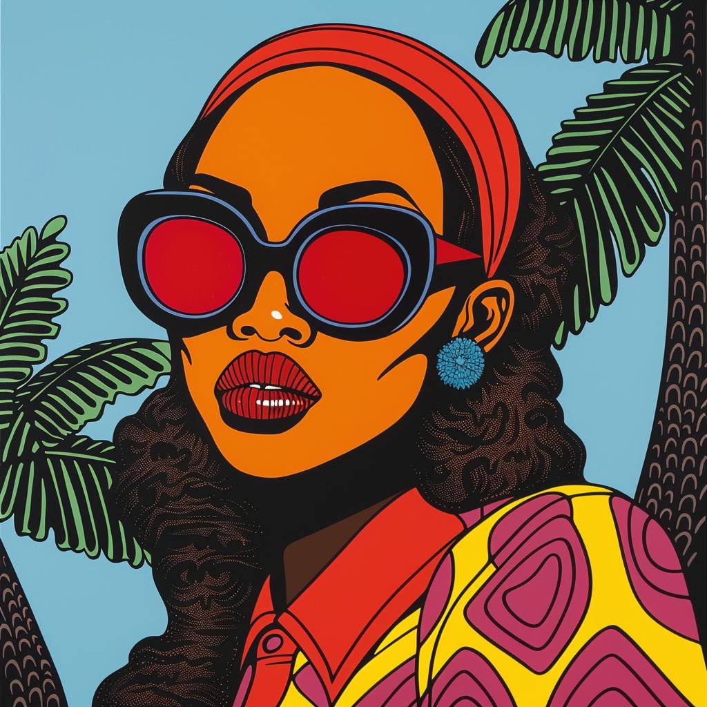 woman  sunglasses  headband  colorful  portrait  fashion  vibrant  contemporary  stylized  art 1022853