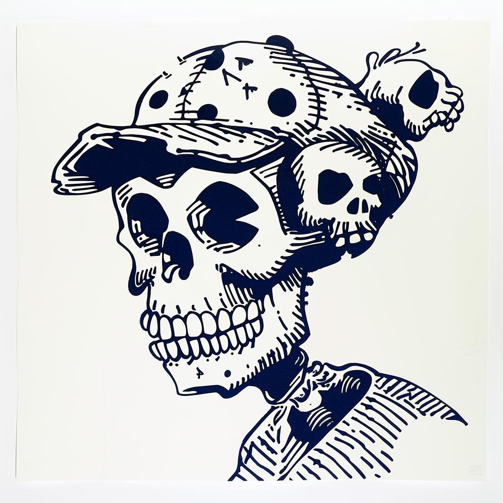skull  baseball  cap  drawing  stylized  illustration  dark  mysterious  edgy  character 1027535