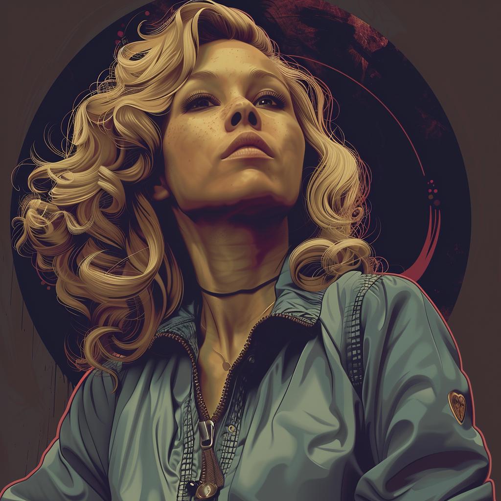 album  cover  woman  blonde  blue  Risograph  Symbolist  screenprinting  hyper-realistic  art 941611