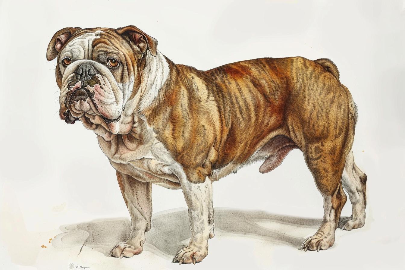 bulldog  portrait  full-body  drawing  white  background  Codex  art  dog  standing 971306