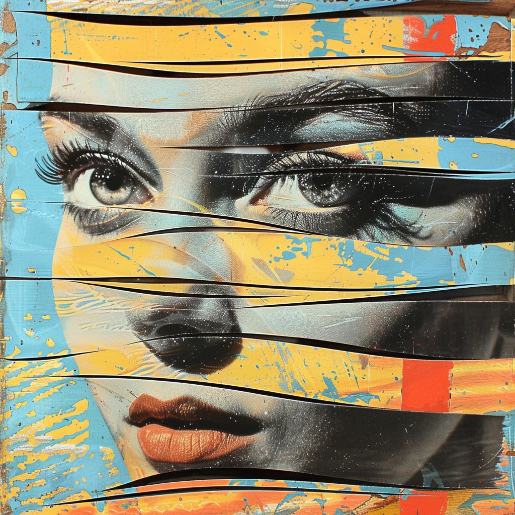 surreal  album  cover  screenprinting  hyper-realistic  woman  painting  face  Agostino  Iacurci 960321