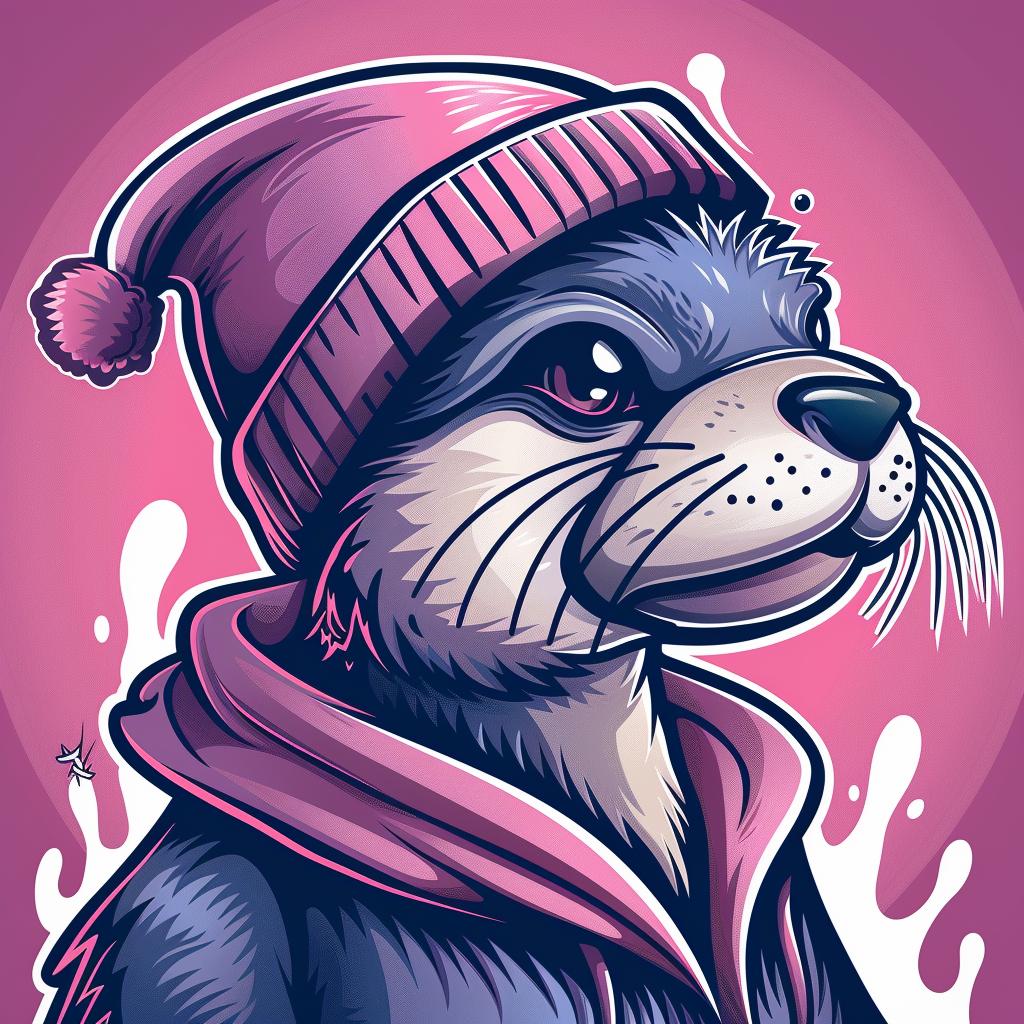 otter  pink  hat  jacket  aggressive  streetwise  minimal  simple  animal  vector 958270
