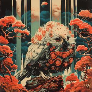 owl  red  flowers  head  illustration  chromolithography  vibrant  nature  artwork  colorful 1056743