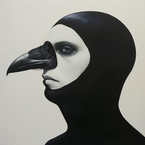 DADA  art  creature  raven  woman  four  eyes  airbrush  highlight  painting 1072766