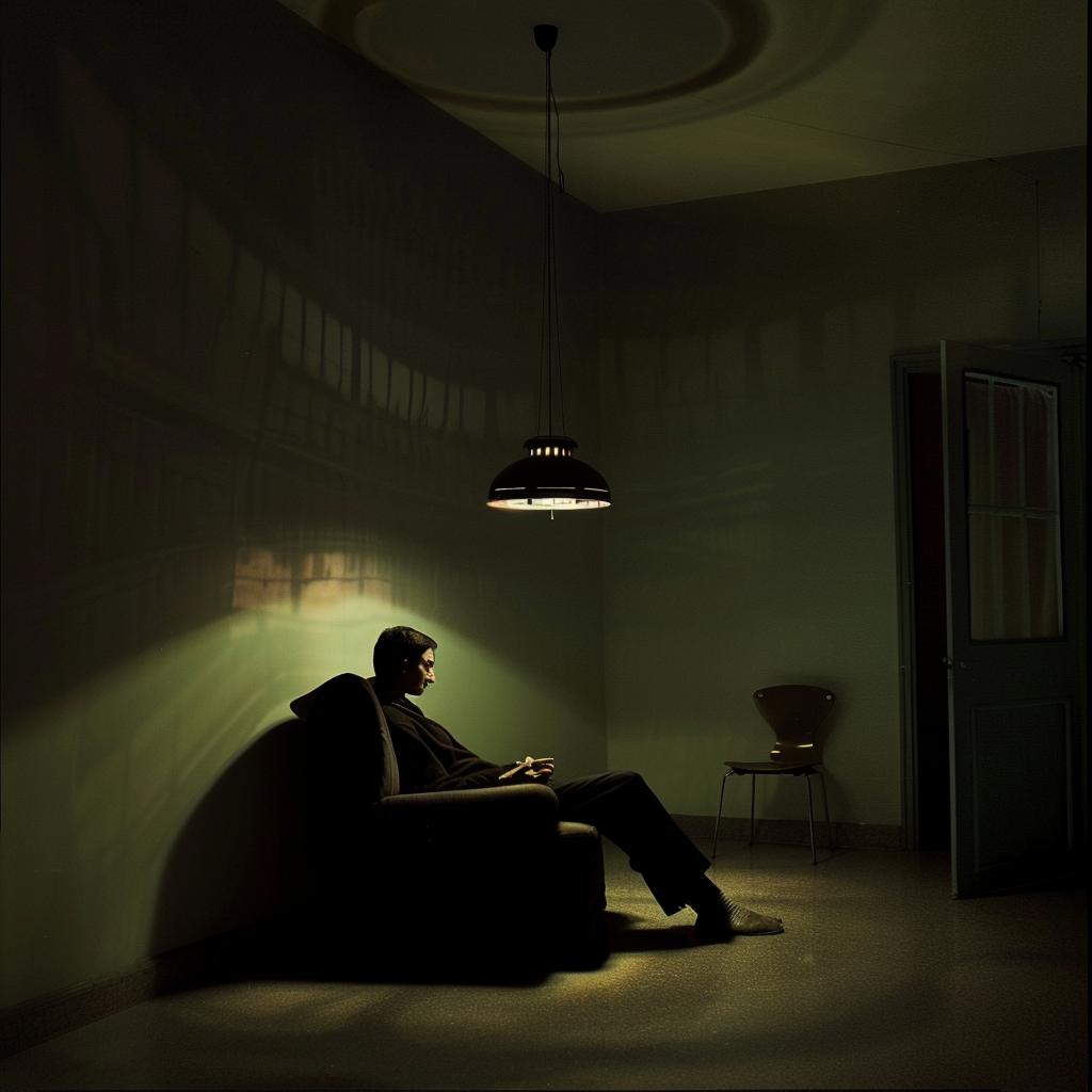 awarded  lifestyle  photo  surreal  lighting  glow  volumetric  man  dark  room 1027183