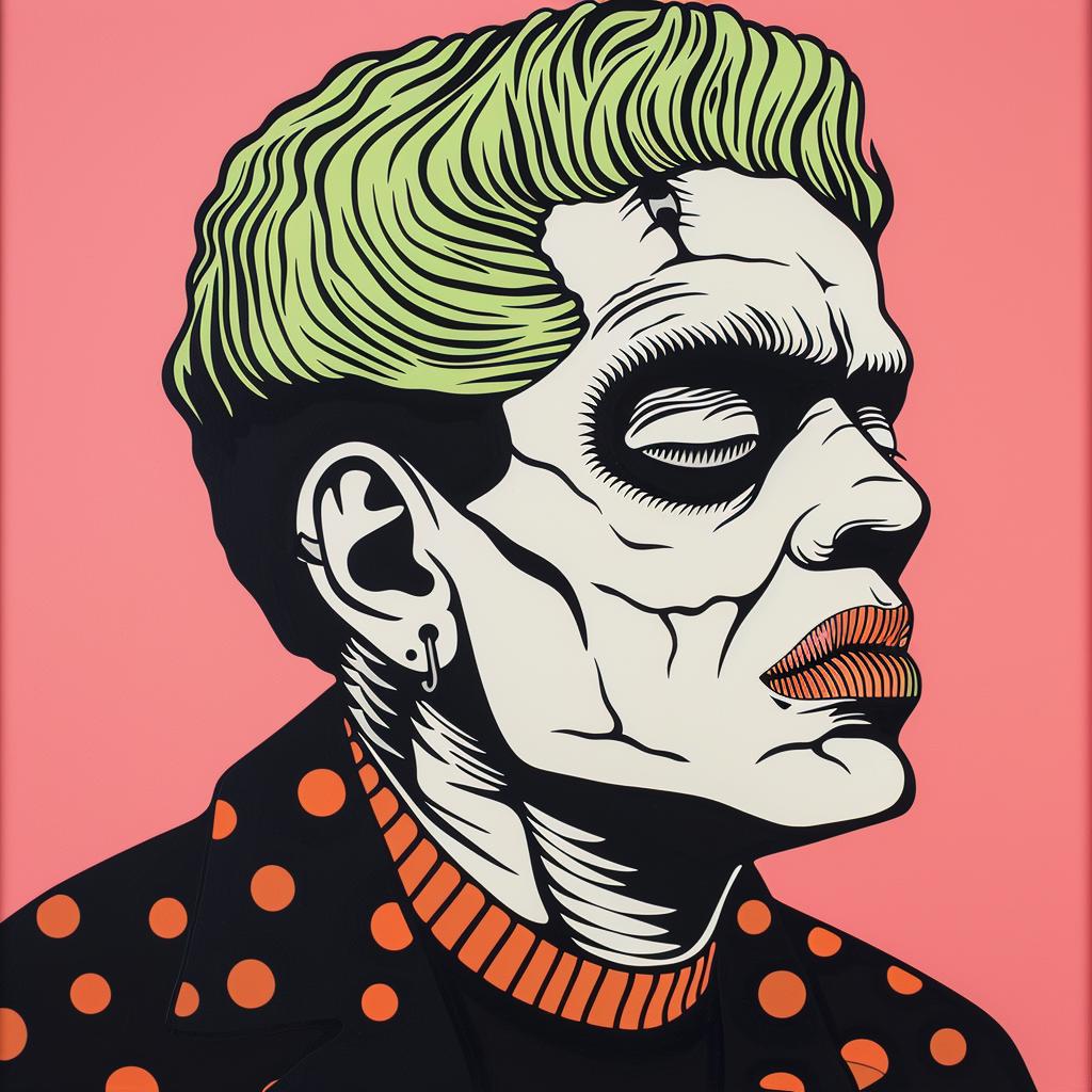 Frankenstein  Green  Hair  Polka  Dots  Shirt  Painting  Character  Surreal  Visual 973182