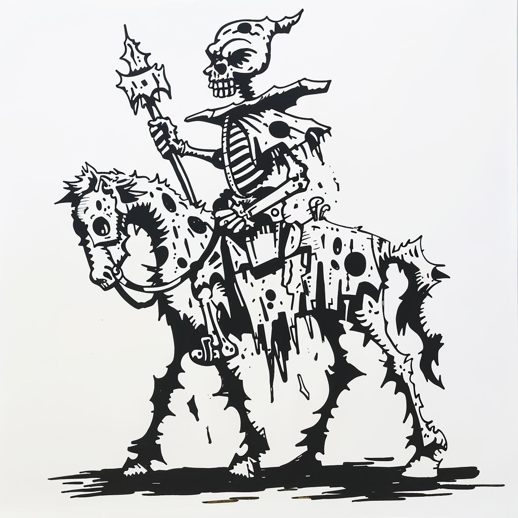 skeleton  horseback  drawing  grim  reaper  black  white  monochrome  dark  symbolic 1028177