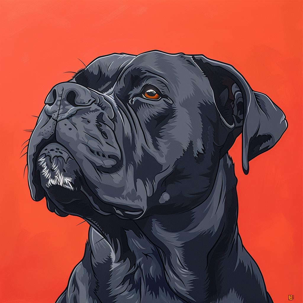 canecorso  cartoon  style  orange  dog  ominous  black  2D  fierce  bighead 971131