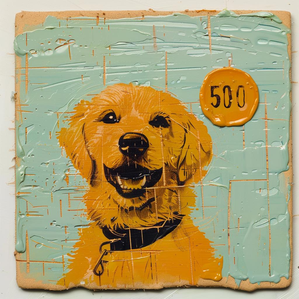 encaustic  impasto  retriever  number  dog  artwork  character  portrait  yellow  stylized 1015466