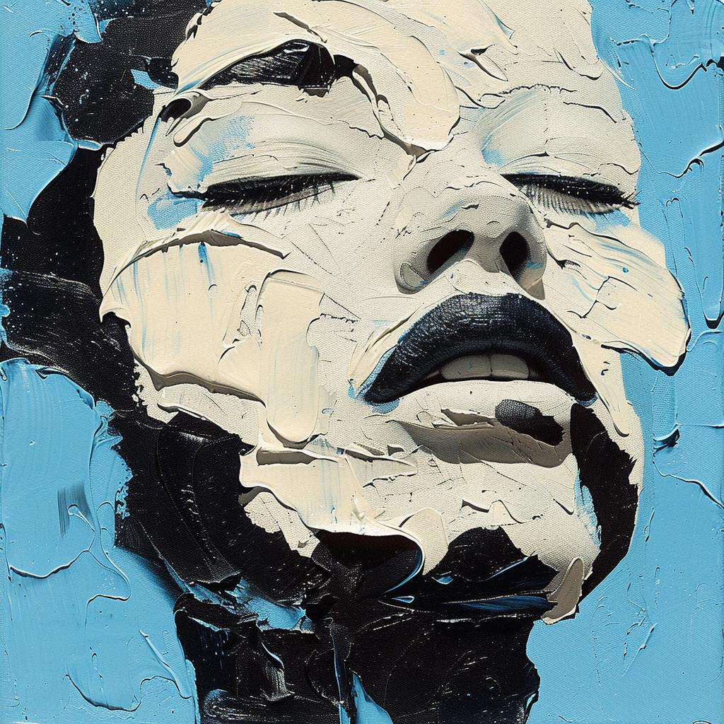 album  cover  woman  face  blue  paint  impasto  texture  1980s  art 963548
