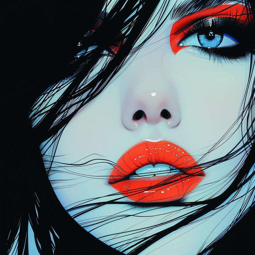 woman  makeup  bright  vibrant  colorful  blackhair  portrait  style  beauty  illustration 958061