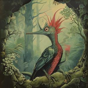 chromolithography  bird  red  hair  beak  nature  vibrant  colorful  art  illustration 1057808
