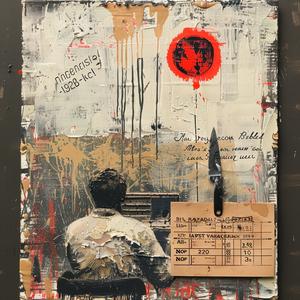 encaustic  painting  man  desk  knife  impasto  emotional  dark  artistic  conceptual 1066079