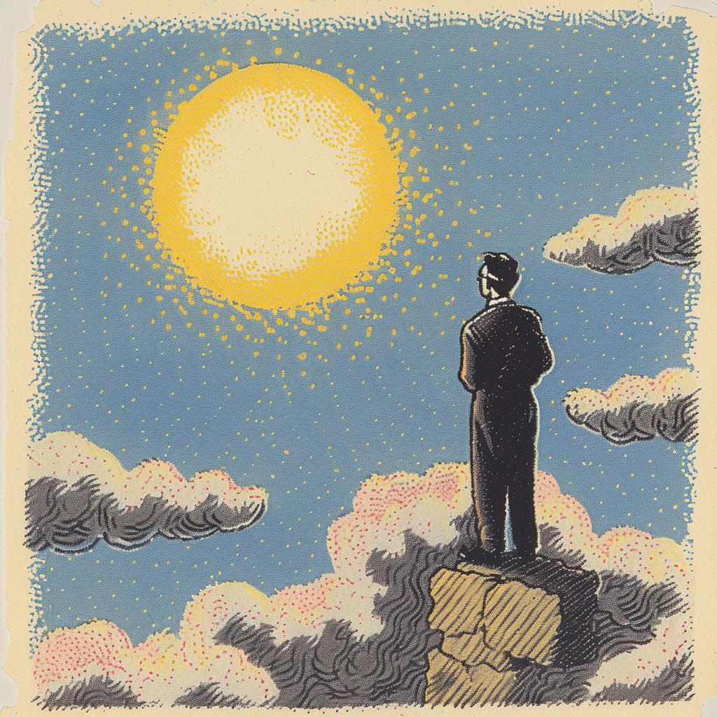painting  cliff  man  sunset  navy  cream  Quint  Buchholz  reflective  landscape 917690
