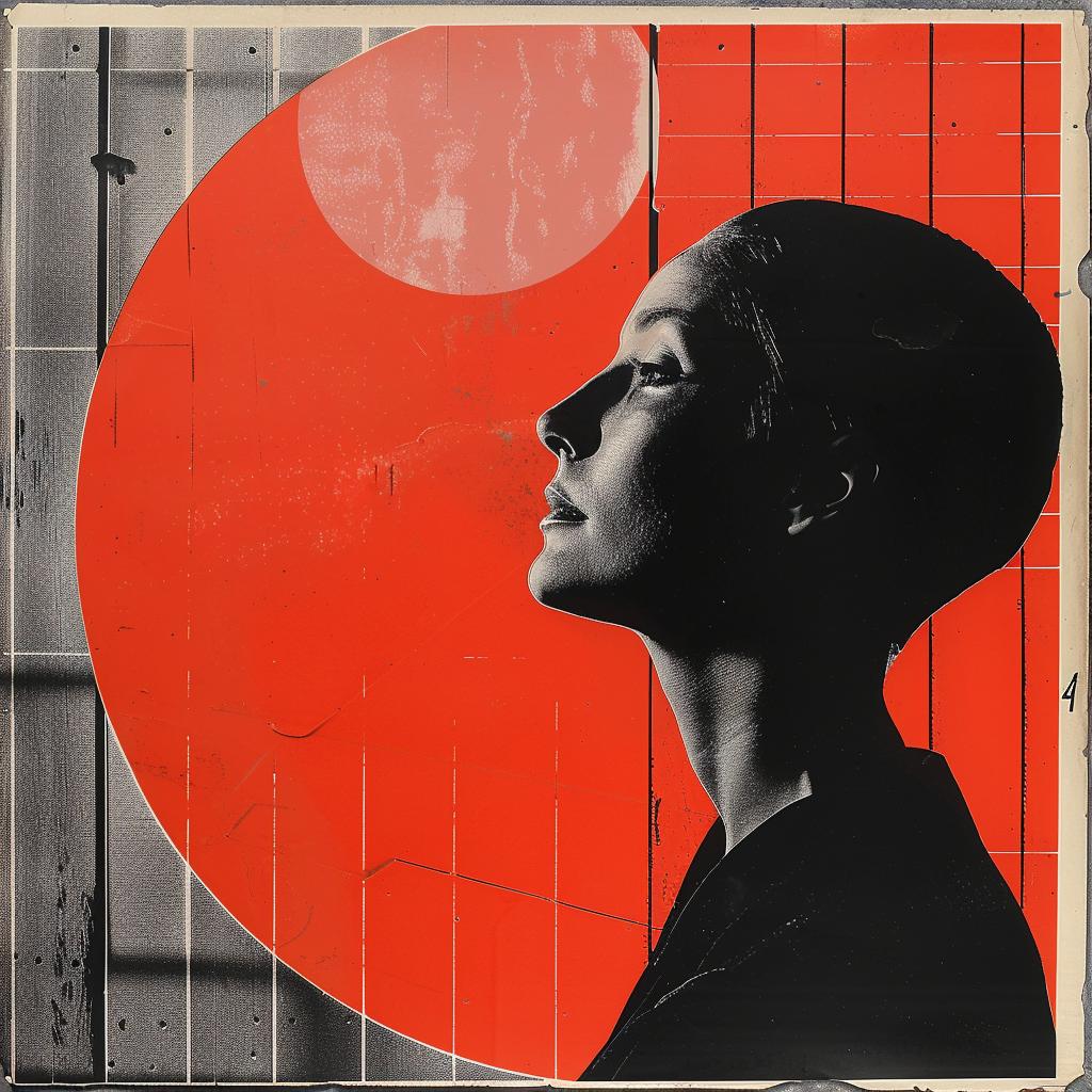 surreal  woman  silhouette  red  sun  screenprinting  Saul  Bass  minimal  art 960949