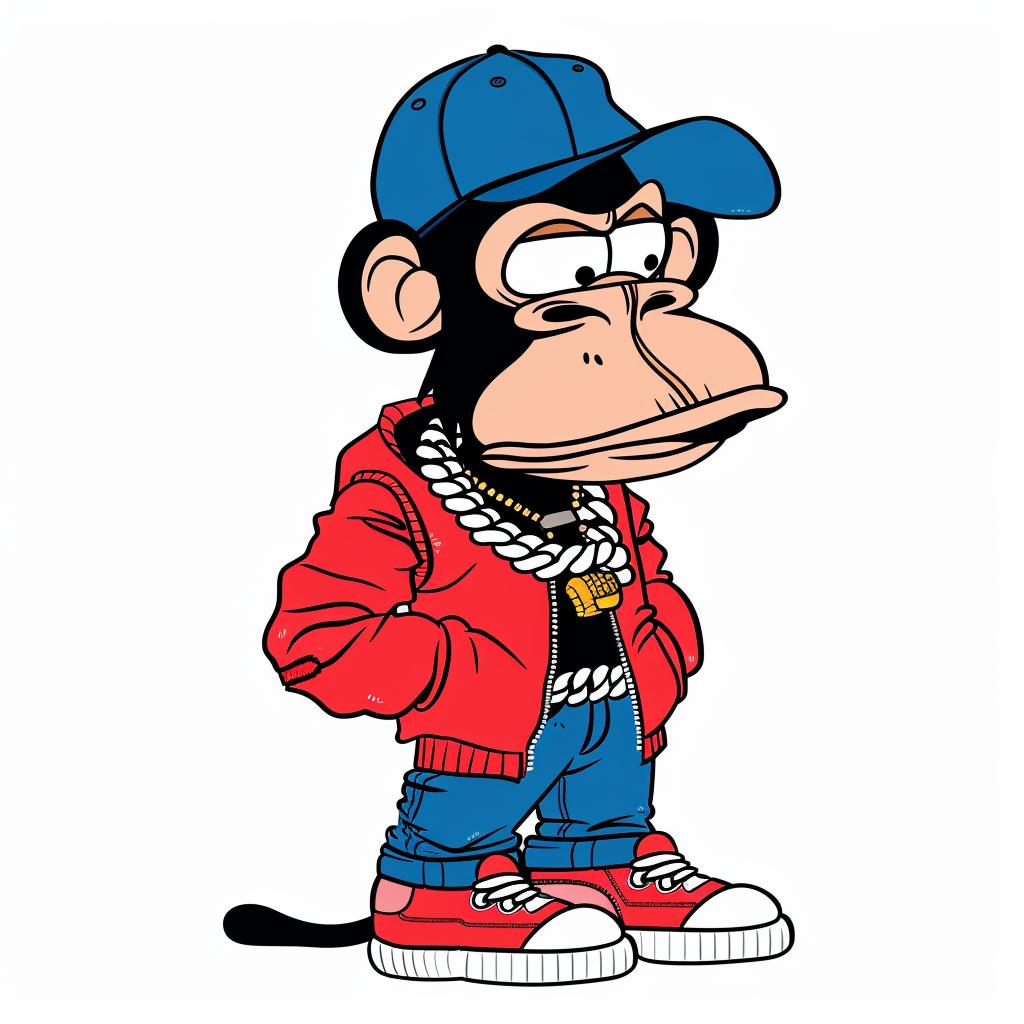 monkey  baseball  cap  red  jacket  jeans  aggressive  streetwise  cartoon  minimal 958891